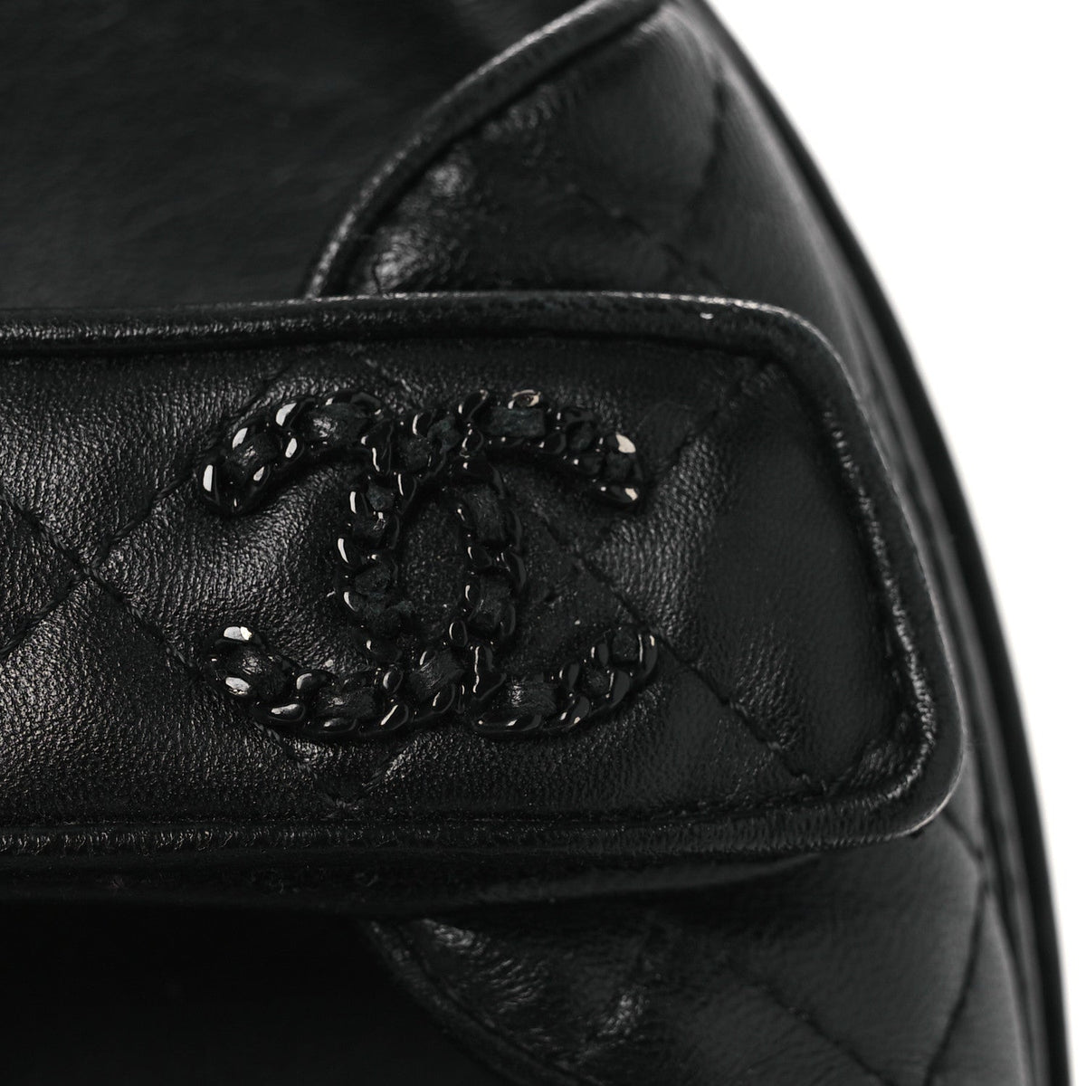 Lambskin Quilted Velcro Dad Sandals 38.5 So Black