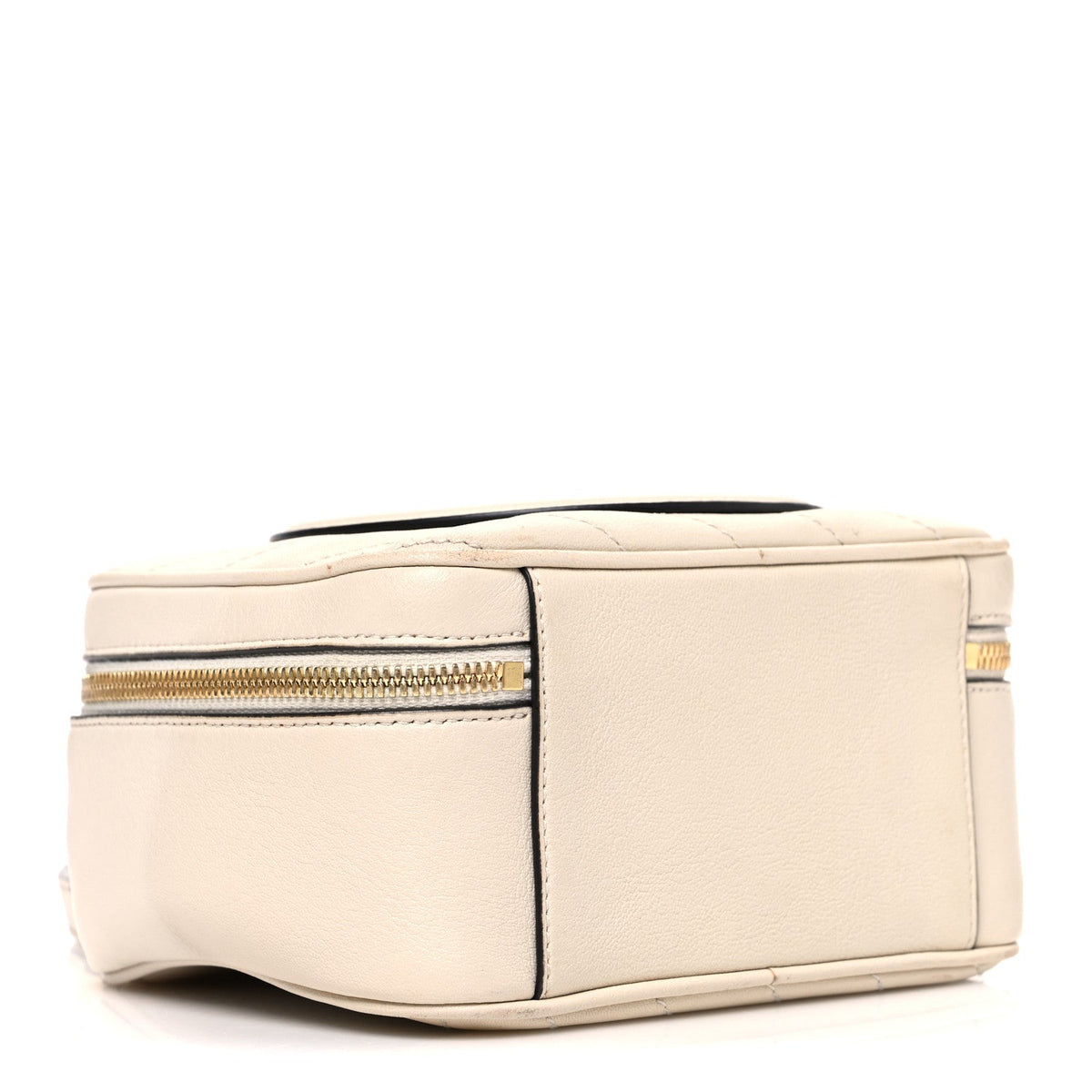 Sakai Be Green Calfskin Diagonal Stitched Blondie Top Handle Bag Mystic White