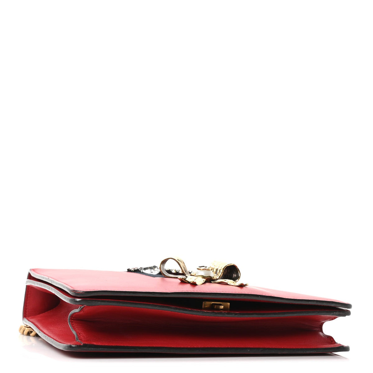 Calfskin Web Medium Peony Chain Shoulder Bag Red