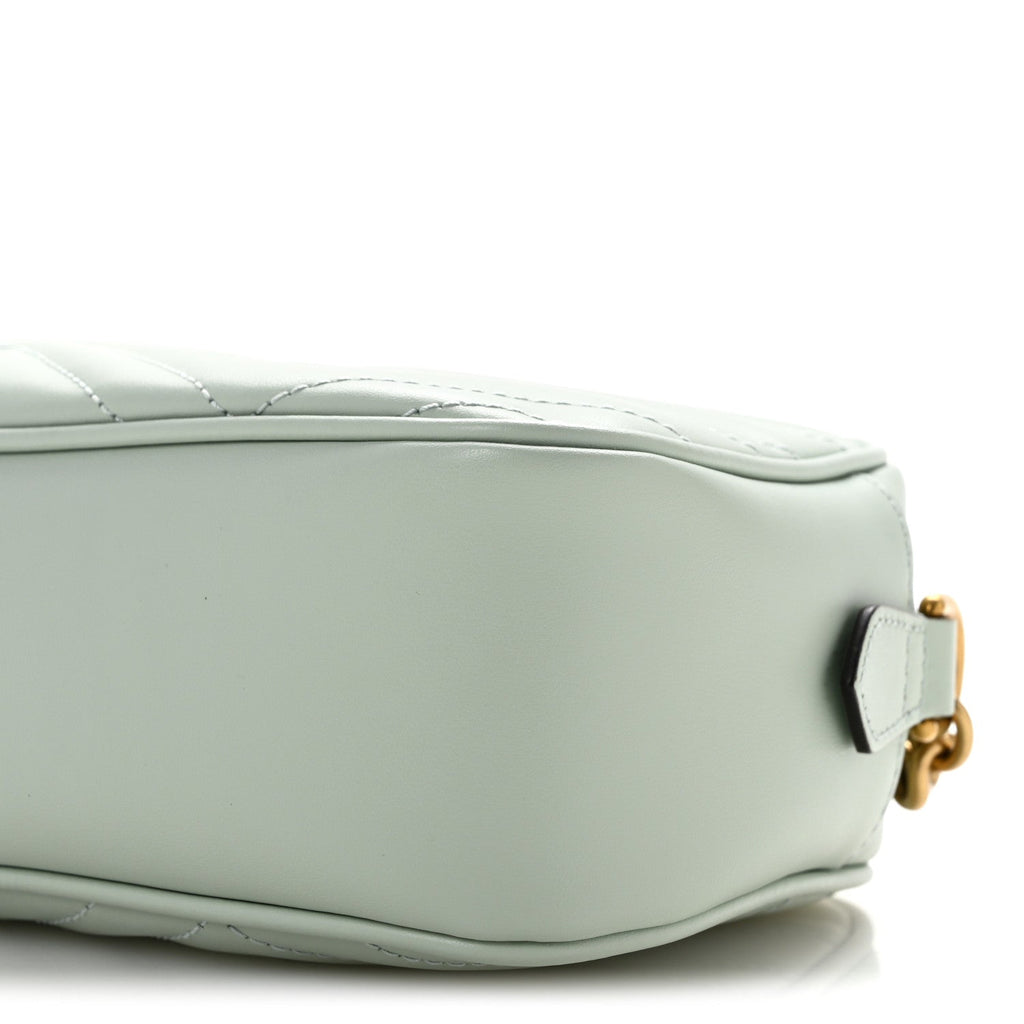 Calfskin Matelasse Small GG Marmont Chain Shoulder Bag Salvy Green