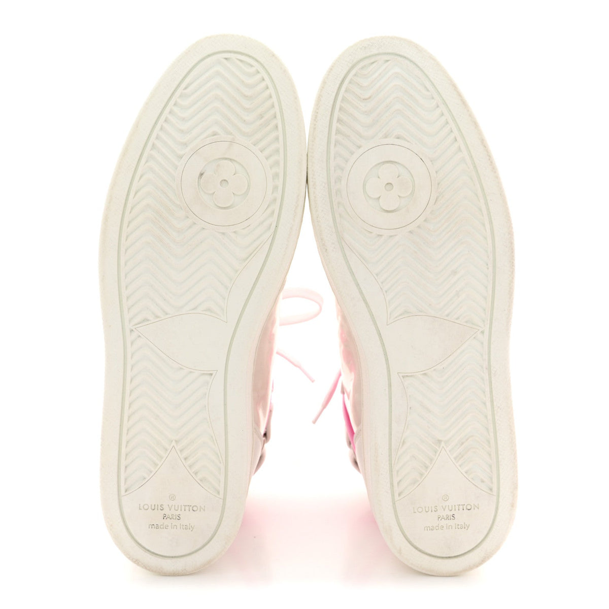 Calfskin Nylon Mesh Monogram Womens Boombox High Top Sneakers 39 White Pink