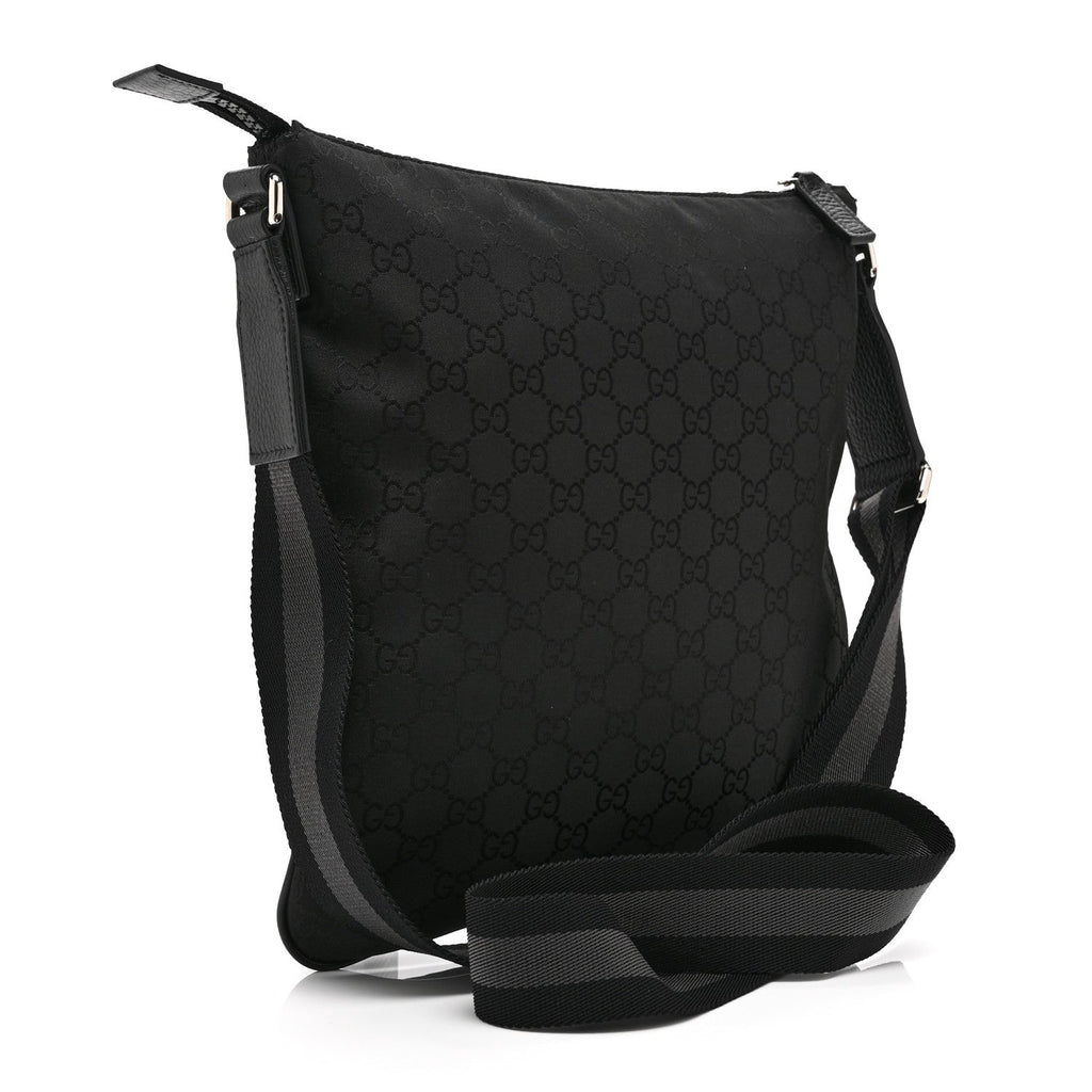 Nylon Monogram Medium Flat Messenger Bag Black