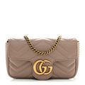 Calfskin Matelasse Super Mini GG Marmont Shoulder Bag Porcelain Rose