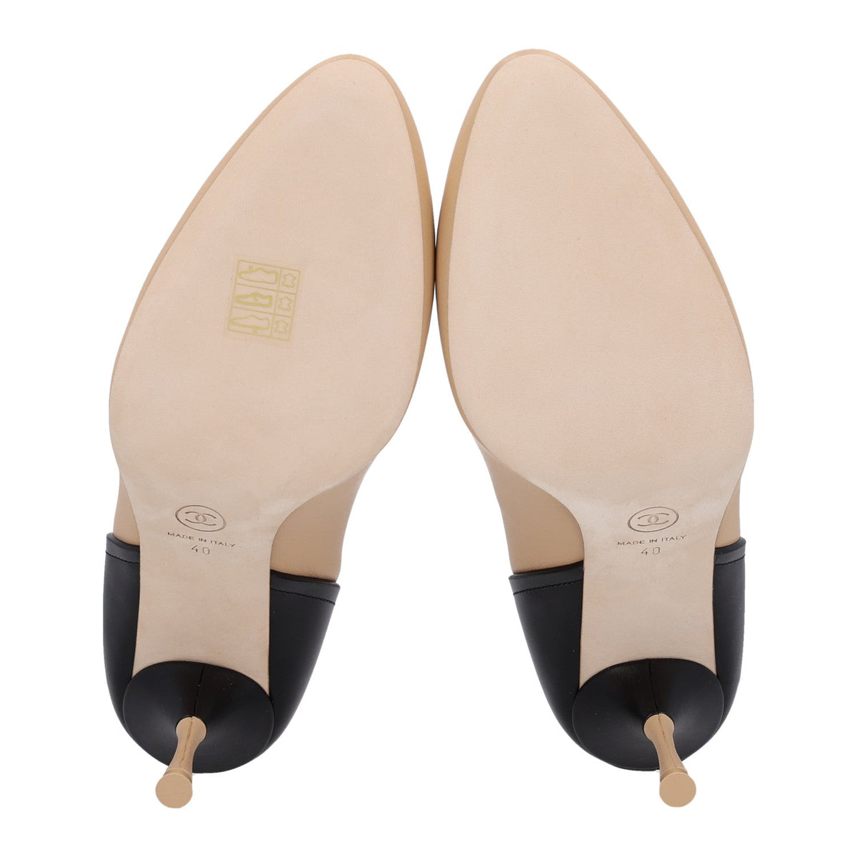 Lambskin Calfskin Cap Toe Pumps 40 Black Beige