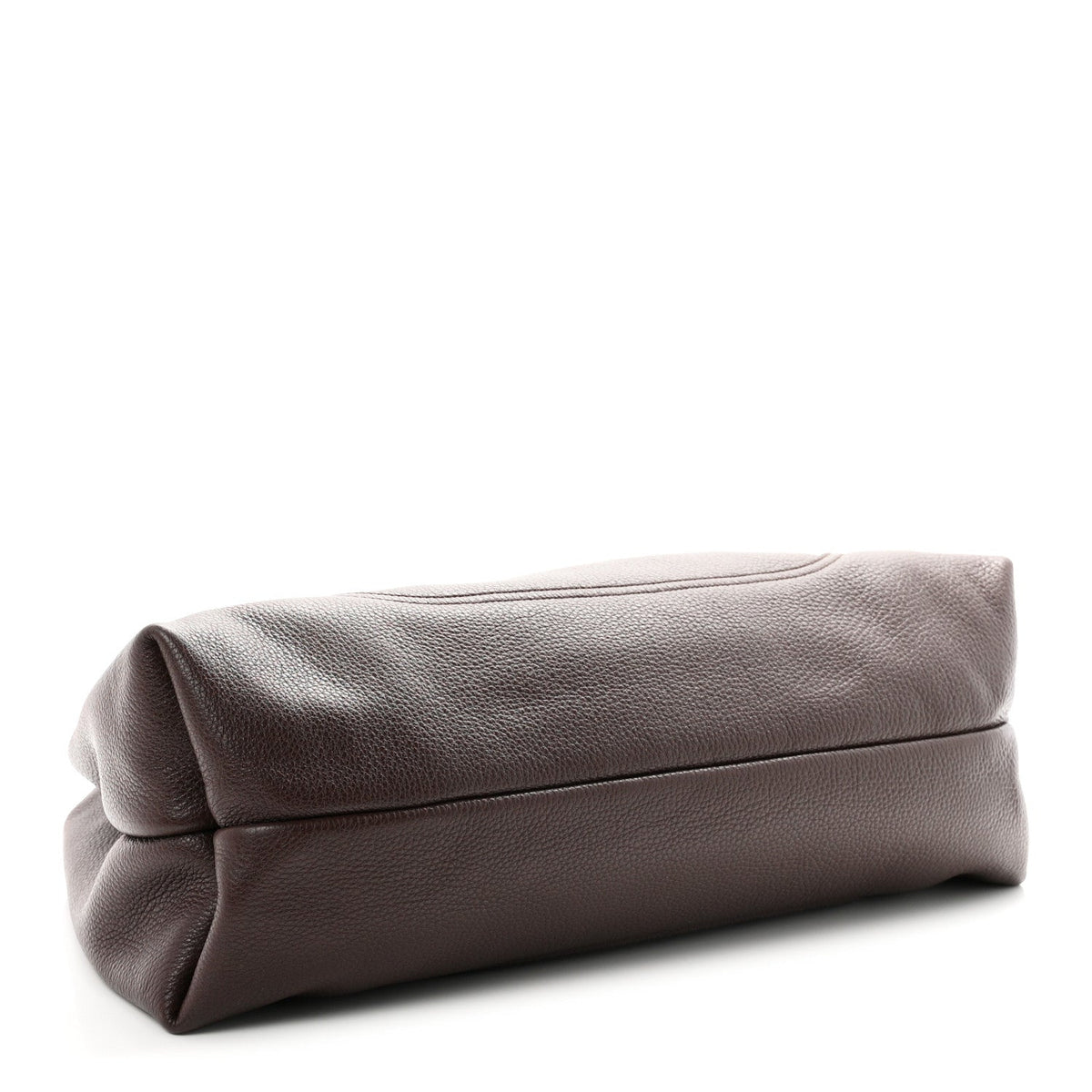 Grained Calfskin Softbit Maxi Shoulder Bag Dark Brown