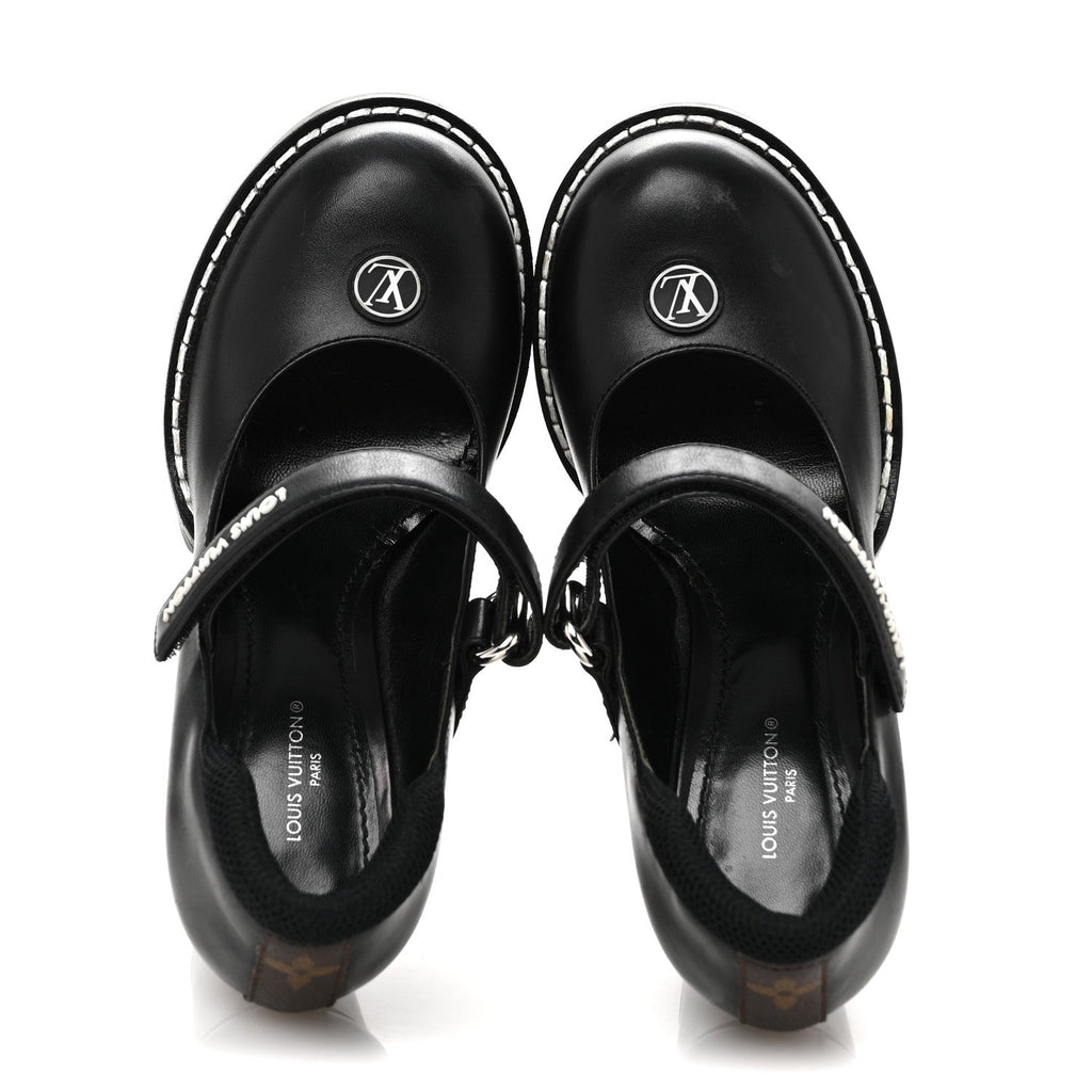 Calfskin Star Trail Ankle Pumps 37 Black