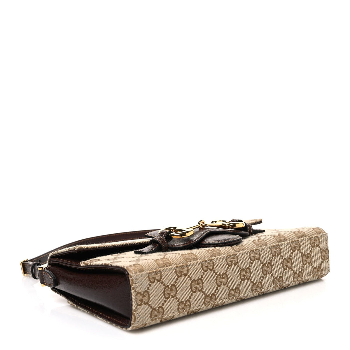 Monogram Medium Ristretto Horsebit Flap Shoulder Bag Sand Brown