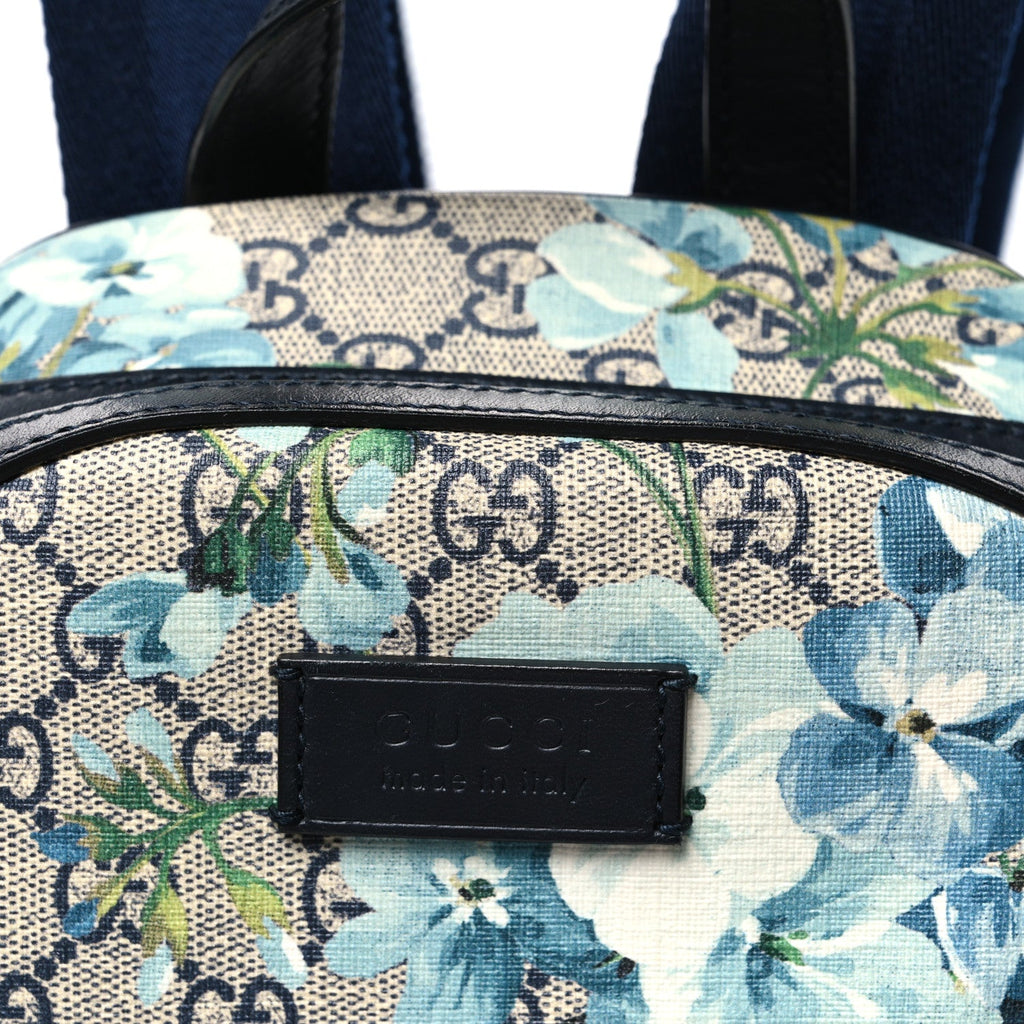 GG Supreme Monogram Blooms Small Day Backpack Blue