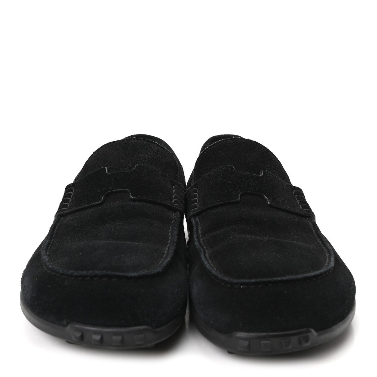 Suede Calfskin Womens Lazy Loafers 38.5 Black