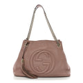 Pebbled Calfskin Medium Soho Chain Shoulder Bag Antique Rose