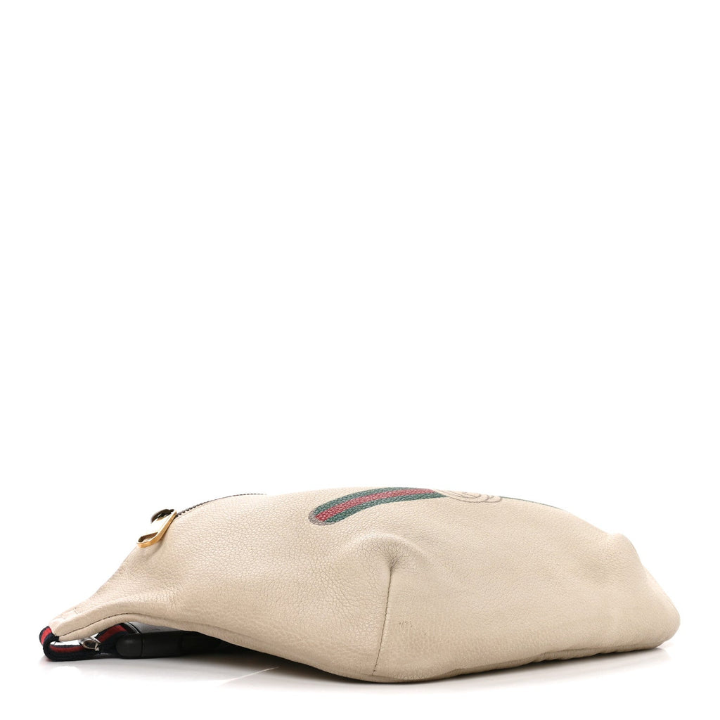 Grained Calfskin Logo Belt Bag White