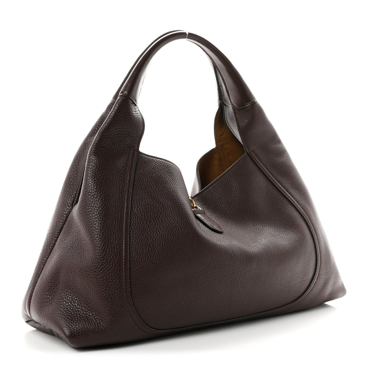 Grained Calfskin Softbit Maxi Shoulder Bag Dark Brown