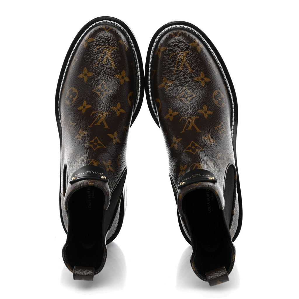 Patent Monogram LV Beaubourg Ankle Boots 38.5 Black