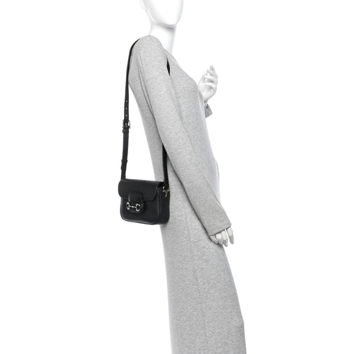 Arabella Calfskin Horsebit 1955 Soft Small Shoulder Bag Black