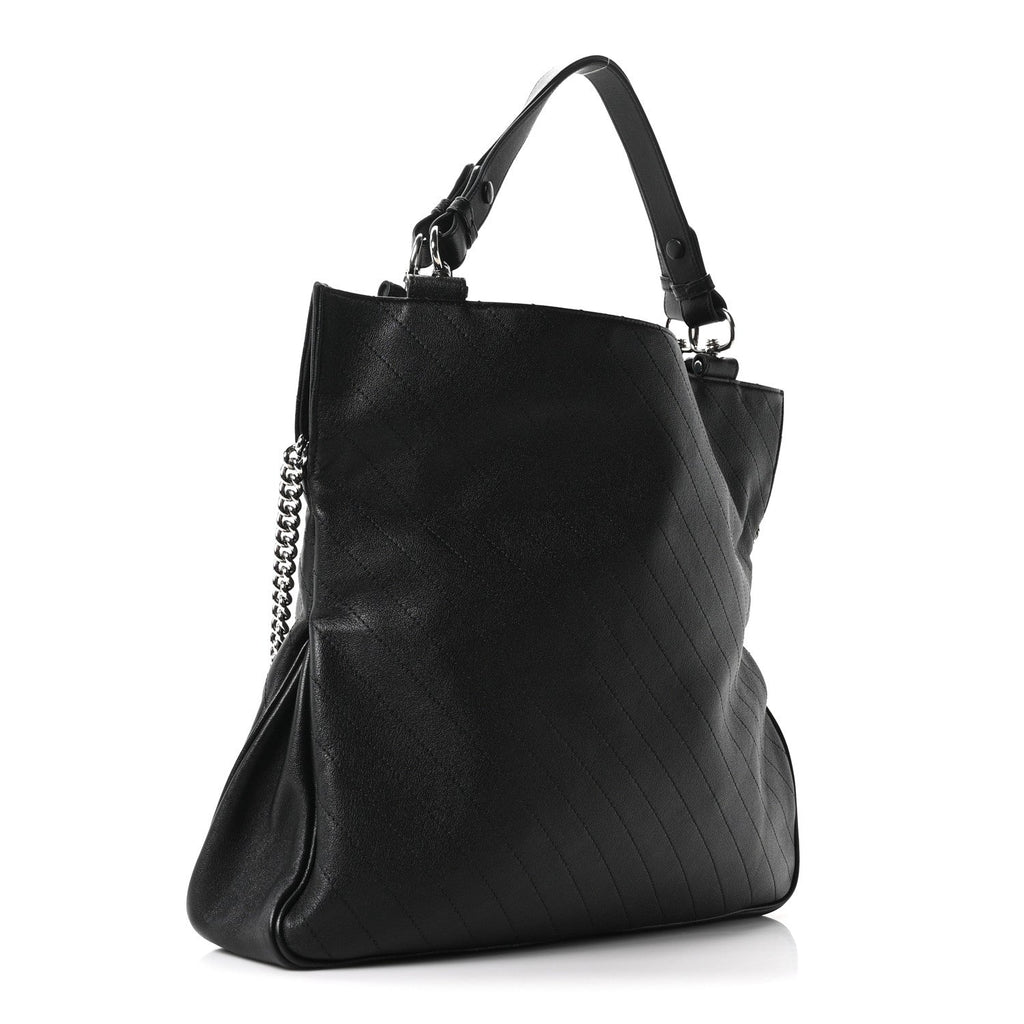 Sakai Be Green Calfskin Diagonal Stitched Medium Blondie Tote Black