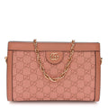 Monogram Textured Dollar Calfskin Small Ophidia Chain Shoulder Bag Cloche Rose Pink