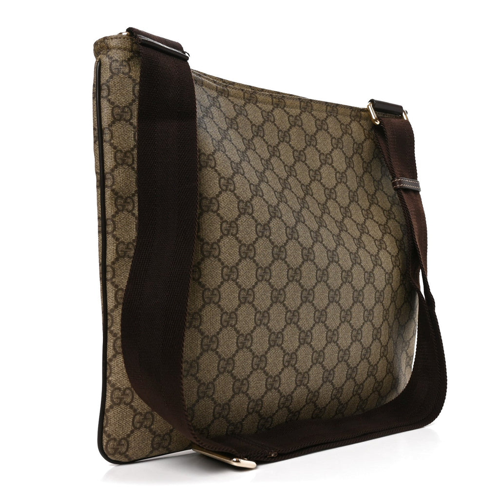 GG Supreme Monogram Medium Flat Messenger Bag Dark Brown