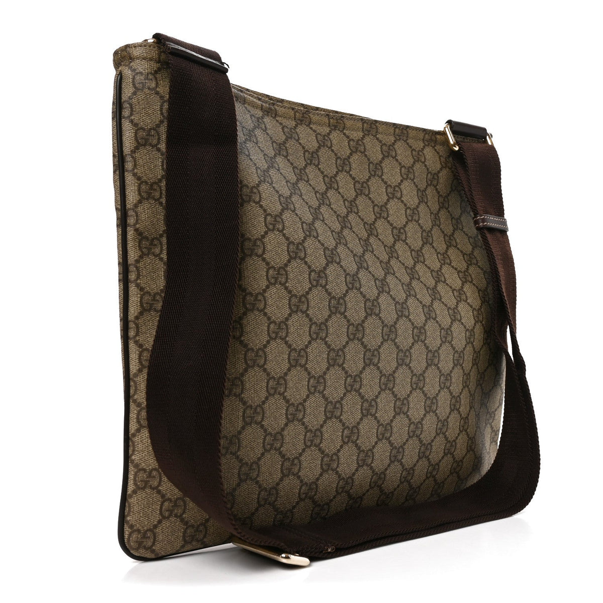 GG Supreme Monogram Medium Flat Messenger Bag Dark Brown