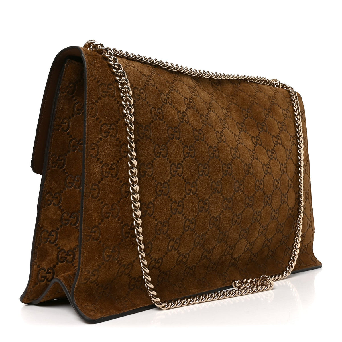 Suede GG Debossed Large Dionysus Shoulder Bag Brown