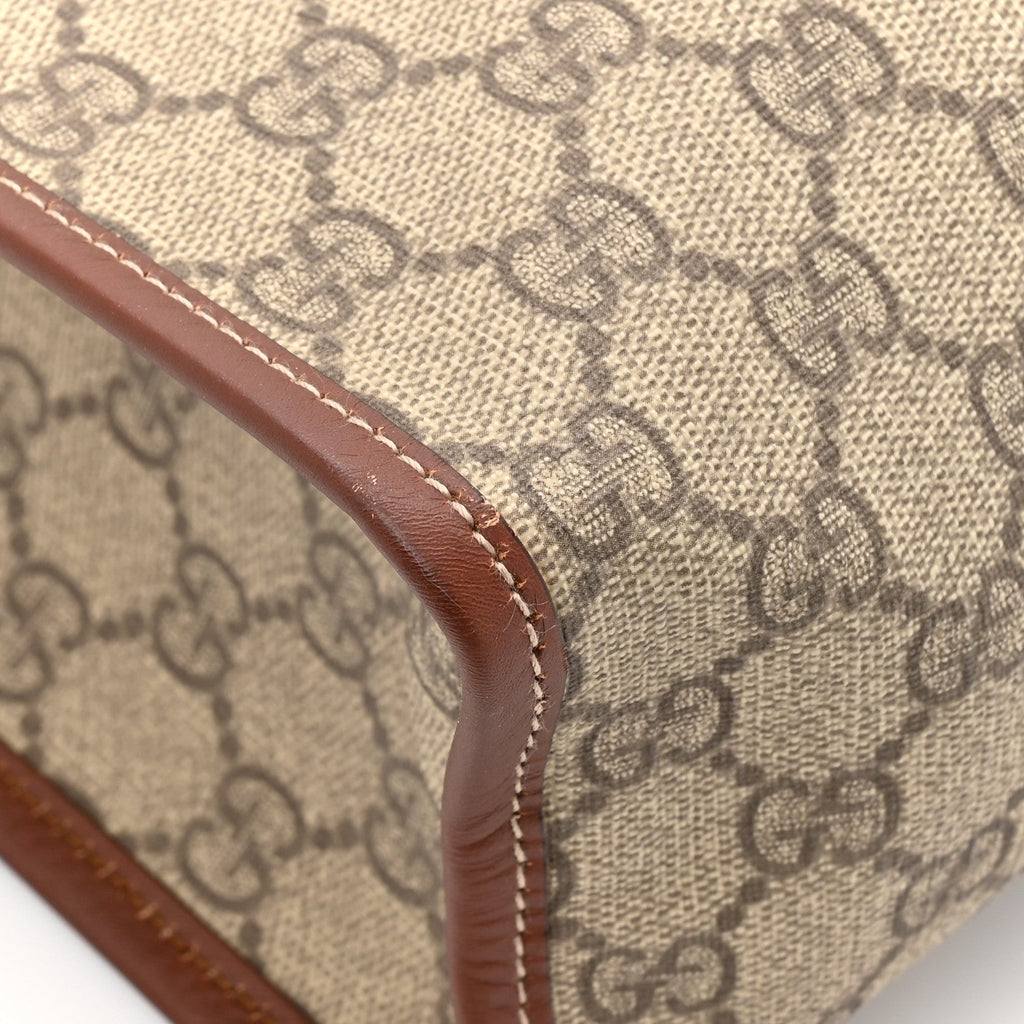 GG Plus Monogram Small Signature Web Loop Vertical Tote Light Brown