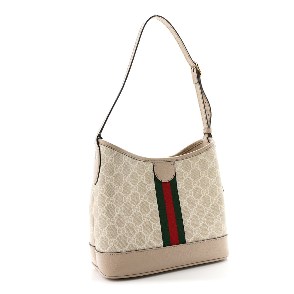 GG Supreme Monogram Web Small Ophidia Shoulder Bag Beige White Oatmeal