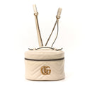 Calfskin Matelasse Mini GG Marmont Round Backpack White