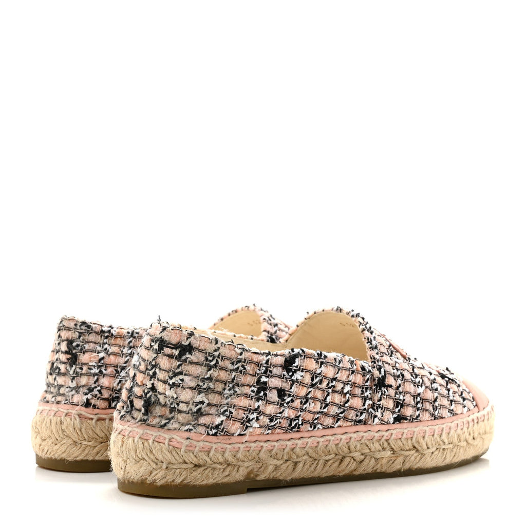 Tweed Lambskin CC Espadrilles 38 Pink