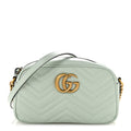 Calfskin Matelasse Small GG Marmont Chain Shoulder Bag Salvy Green