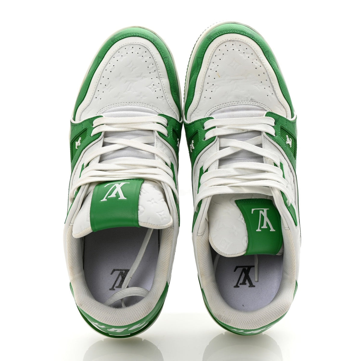 Calfskin Monogram Mens LV Trainer Sneakers 8 Green