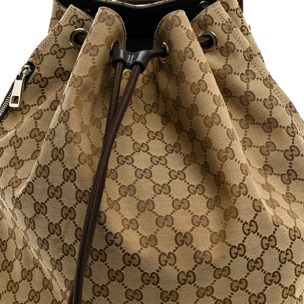 Monogram Dollar Calfskin O Drawstring Backpack Beige Ebony Testa di Moro Dark Chocolate