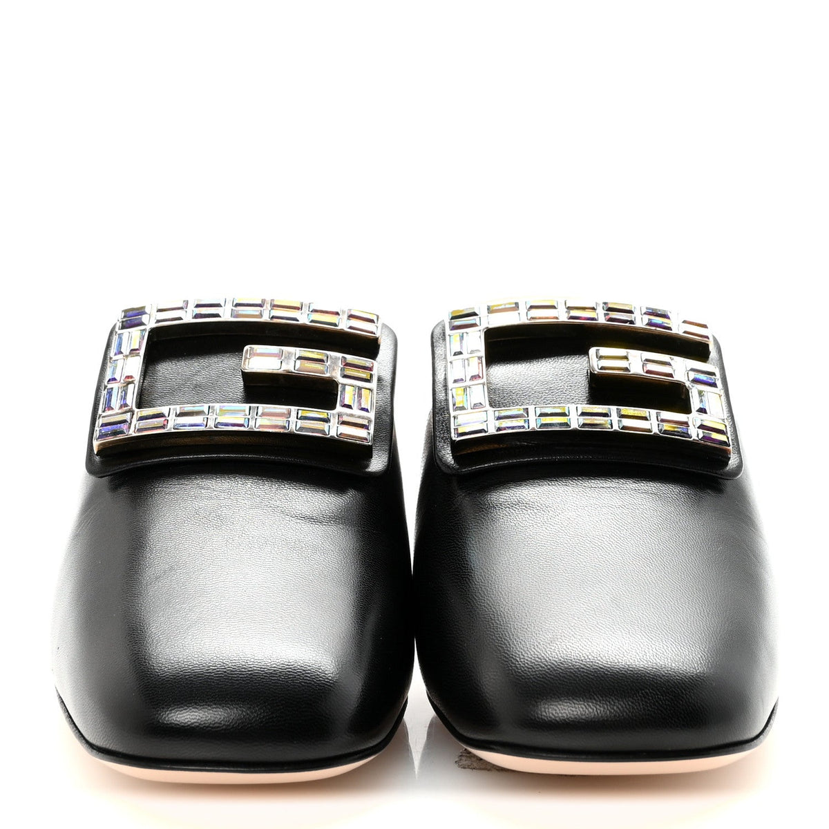 Malaga Kid Crystal Square G Madelyn 60mm Mules 37.5 Black