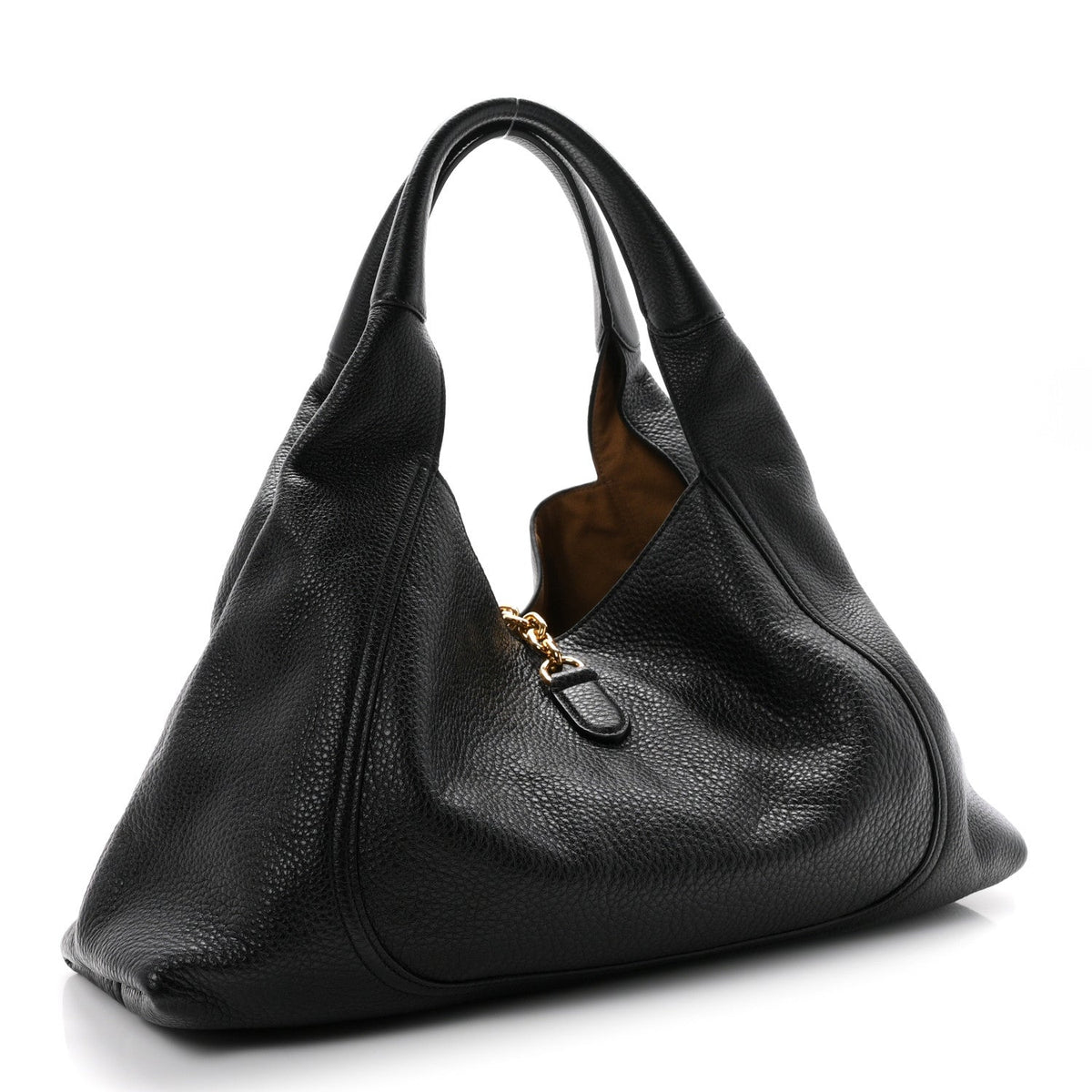 Grained Calfskin Softbit Maxi Shoulder Bag Black