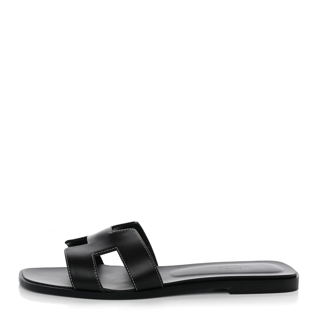 Box Calfskin Oran Sandals 41 Black