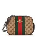 GG Supreme Monogram Web Small Webby Bee Shoulder Bag Dark Brown