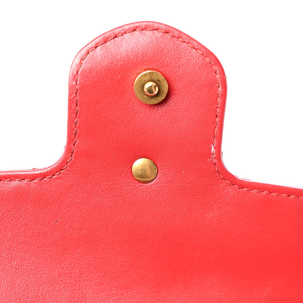 Calfskin Matelasse Super Mini GG Marmont Shoulder Bag Hibiscus Red