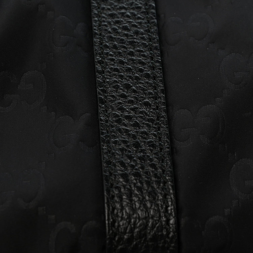 Nylon Monogram Double Buckle Flap Messenger Bag Black