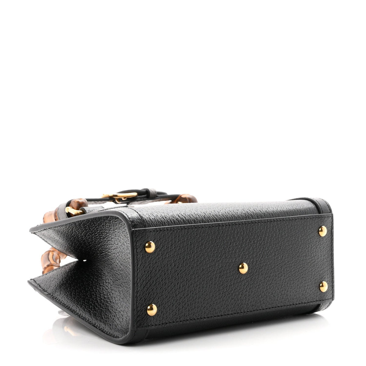Textured Dollar Calfskin Web Mini Diana Tote Bag Black Dusty Grey