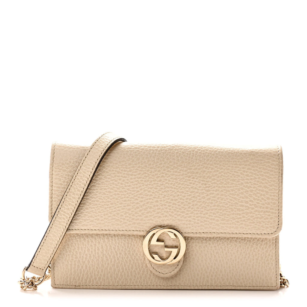 Dollar Calfskin Interlocking G Chain Wallet Ivoire