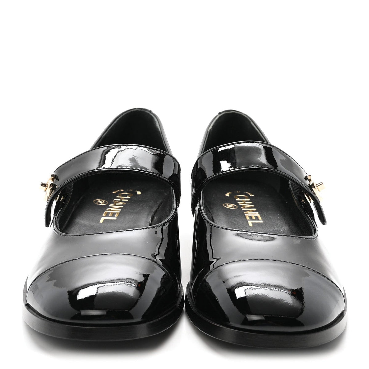 Patent Calfskin Mary Janes Flats 37.5 Black