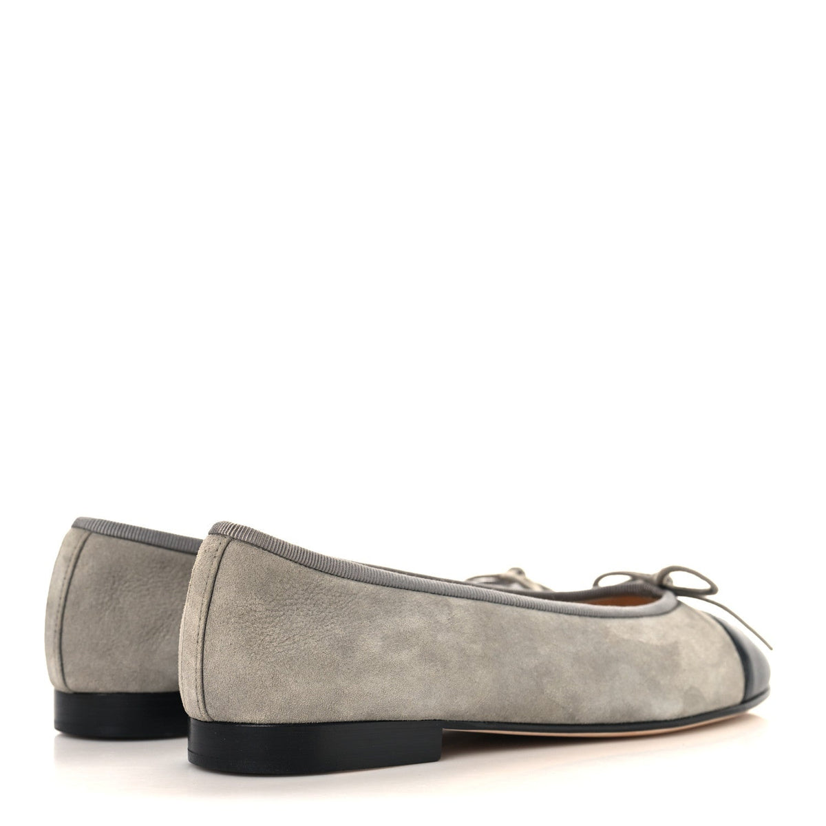 Suede Lambskin Cap Toe CC Ballerina Flats 37 Dark Grey Black
