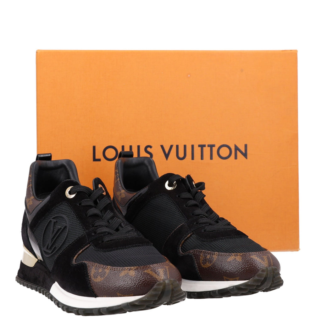 Suede Monogram Run Away Sneakers 38.5 Black