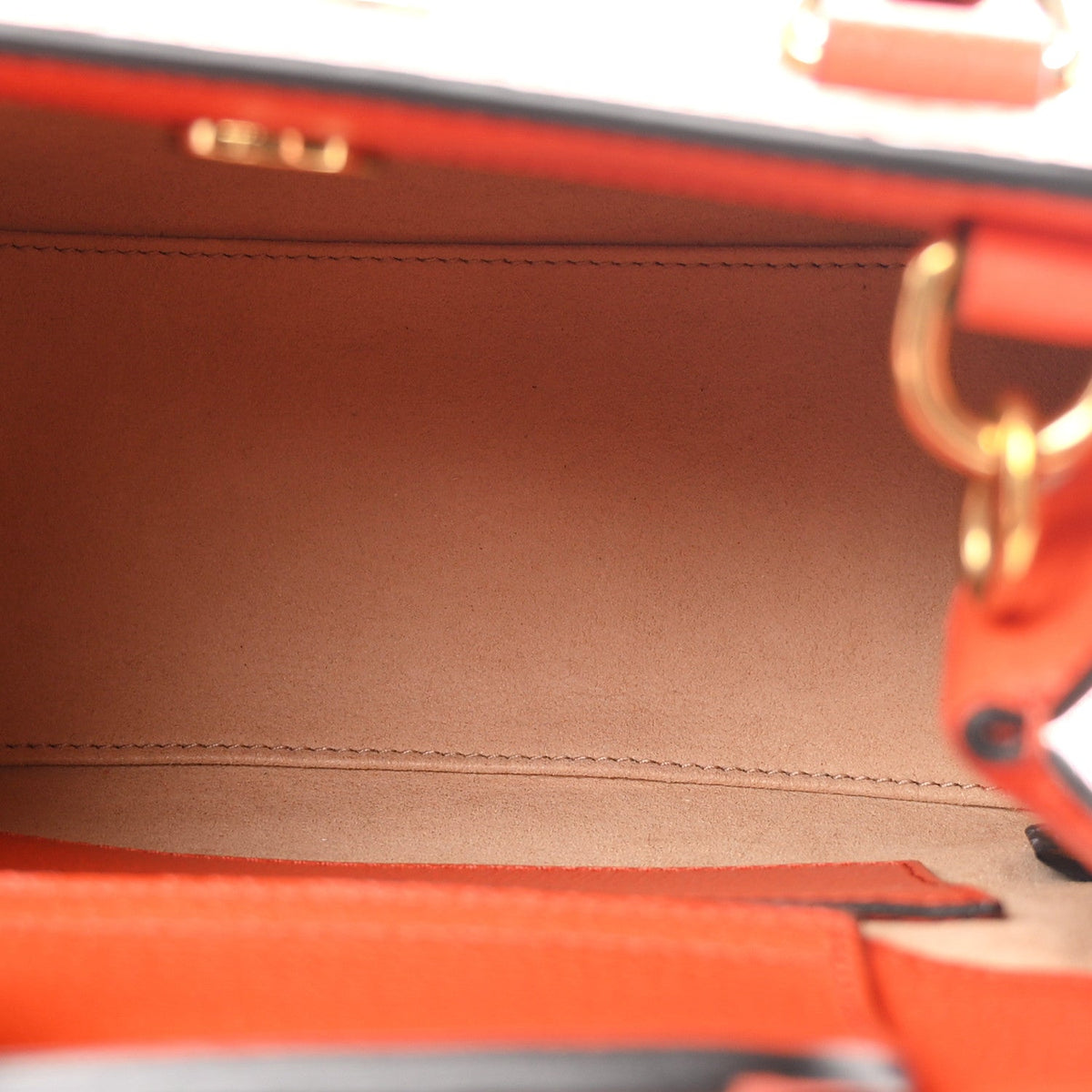 Textured Dollar Calfskin Web Mini Diana Tote Bag Deep Orange Spicy Cyclamin
