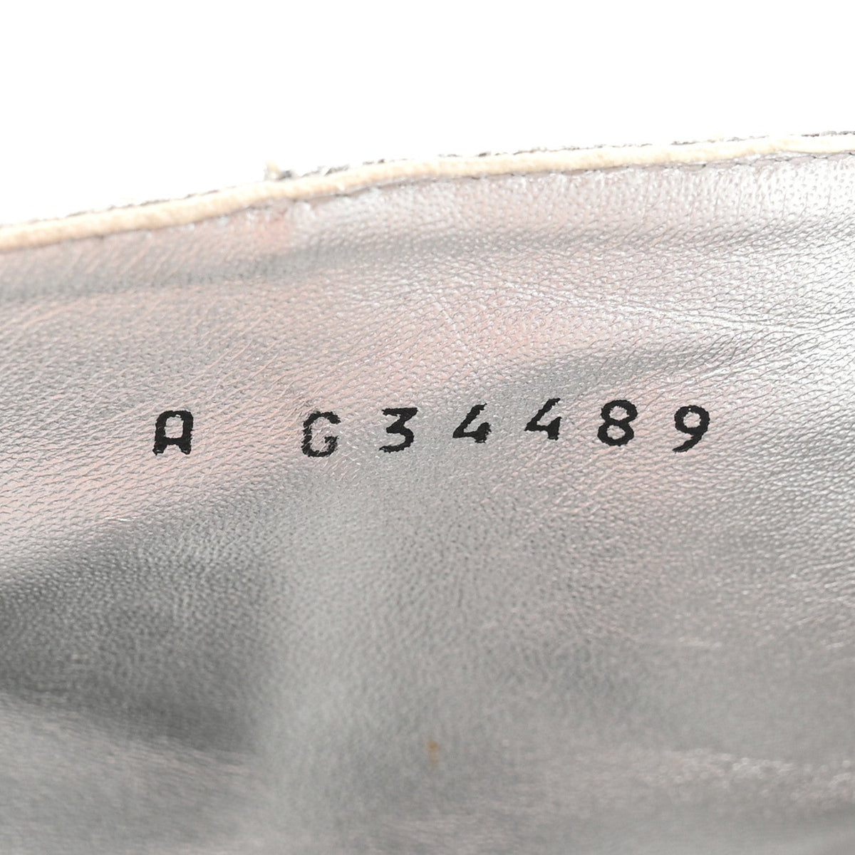 Metallic Crackled Calfskin Chain CC Short Boots 38.5 Silver