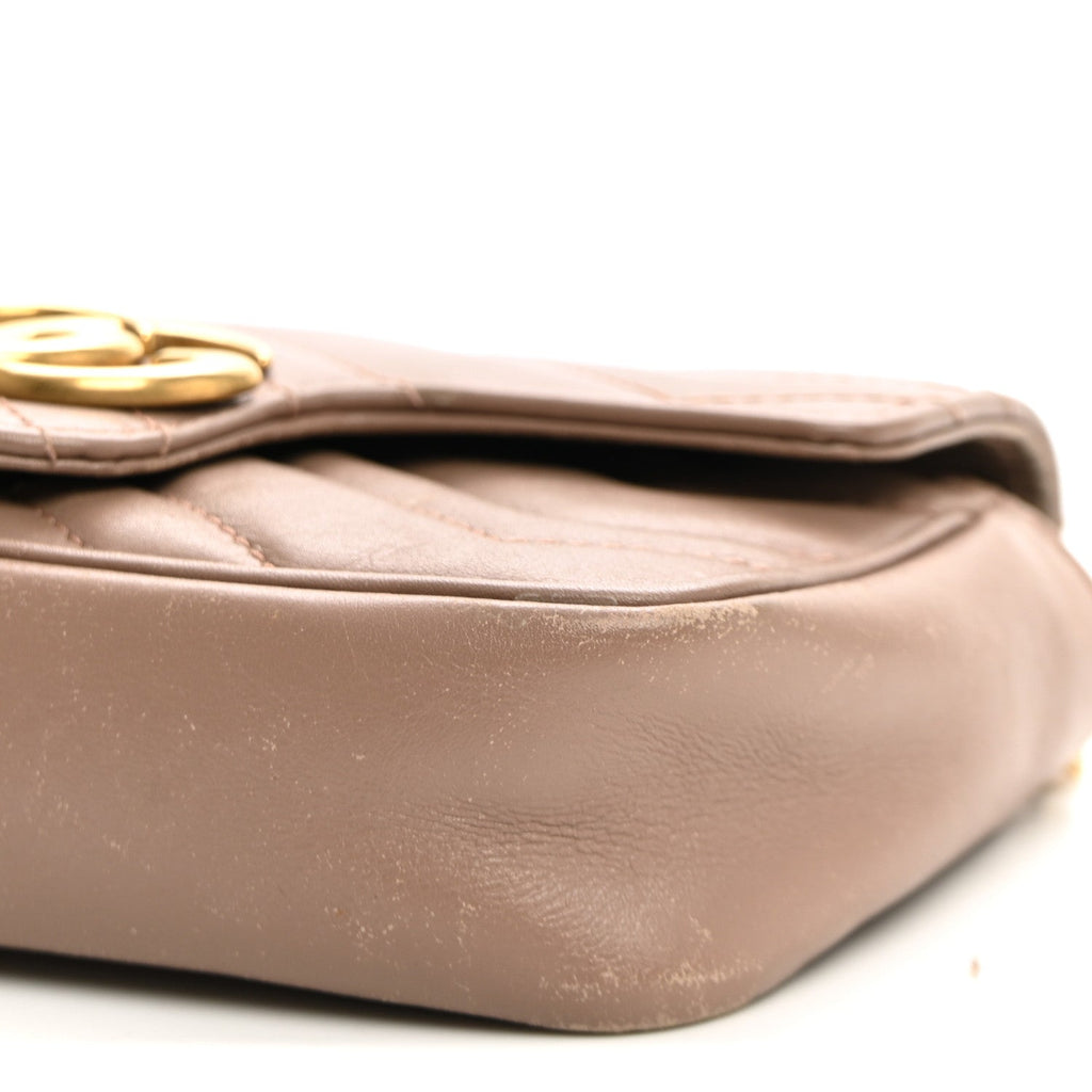 Calfskin Matelasse Super Mini GG Marmont Shoulder Bag Porcelain Rose