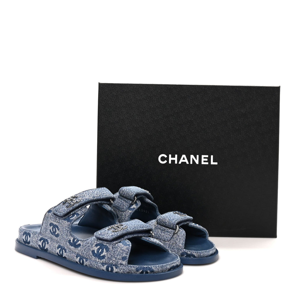 Denim CC Velcro Dad Chain CC Slide Sandals 39 Blue