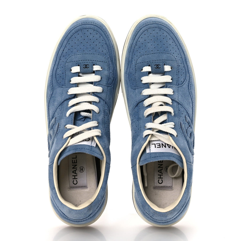 Suede Calfskin Womens CC Sneakers 40 Blue