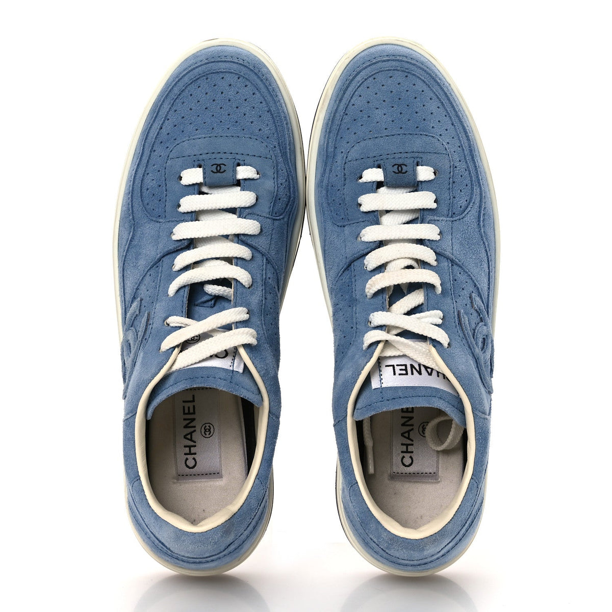 Suede Calfskin Womens CC Sneakers 40 Blue