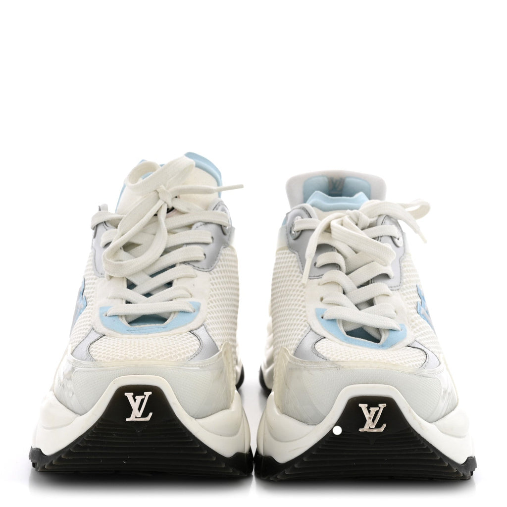 Metallic Calfskin Technical Mesh Rubber Run 55 Sneakers 36 Bleu Clair
