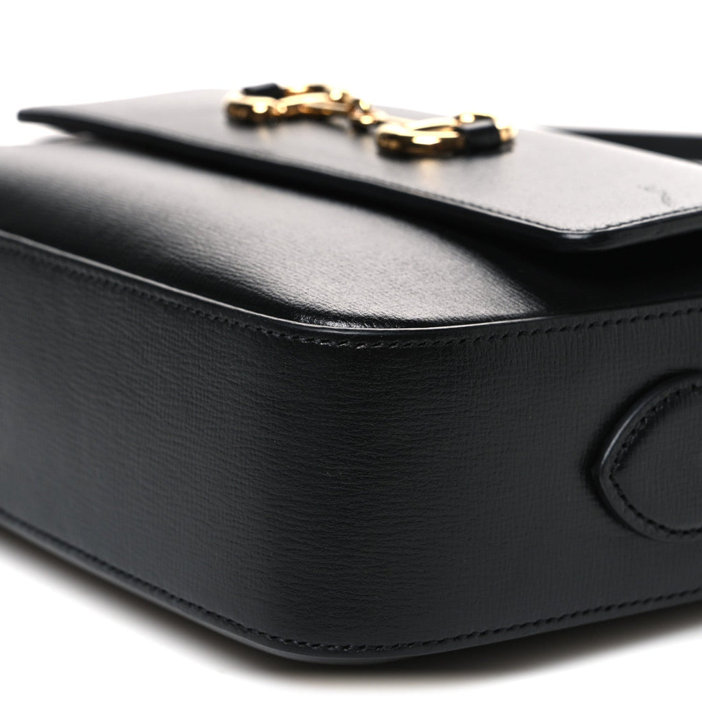 Textured Calfskin Small Horsebit 1955 Shoulder Bag Black Black