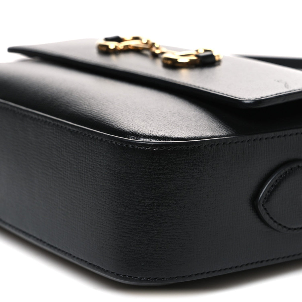 Textured Calfskin Small Horsebit 1955 Shoulder Bag Black Black